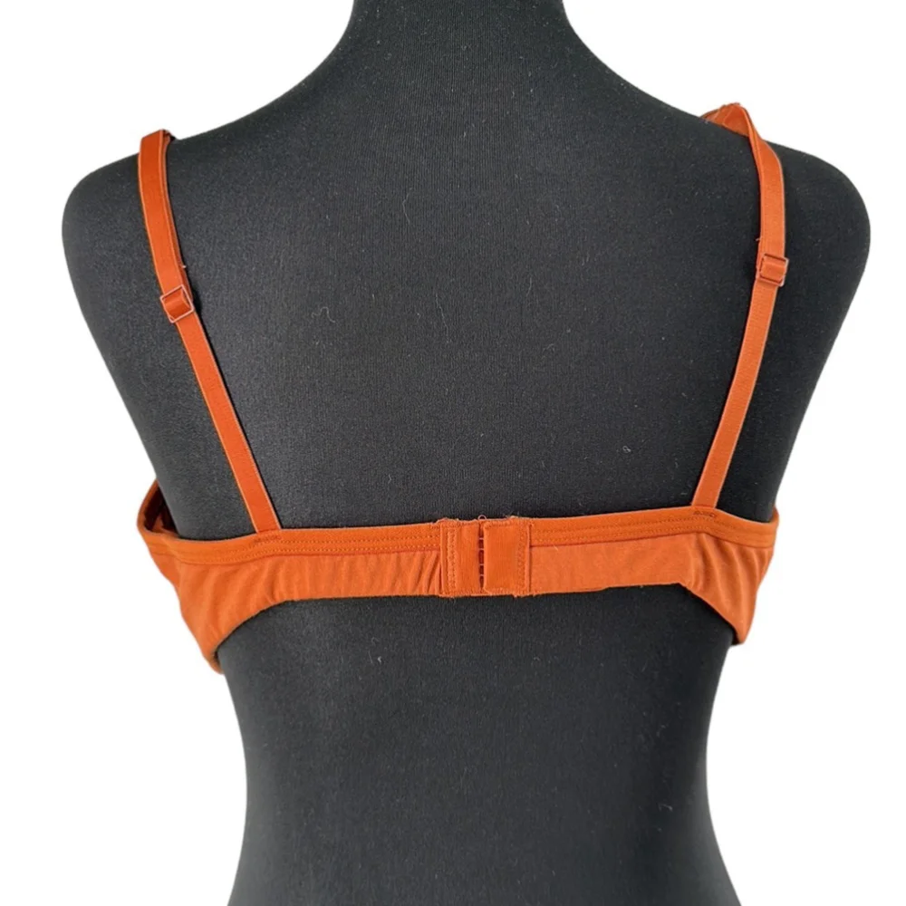 Everlane The Cotton Bralette cognac orange brown lounge comfort light support XL